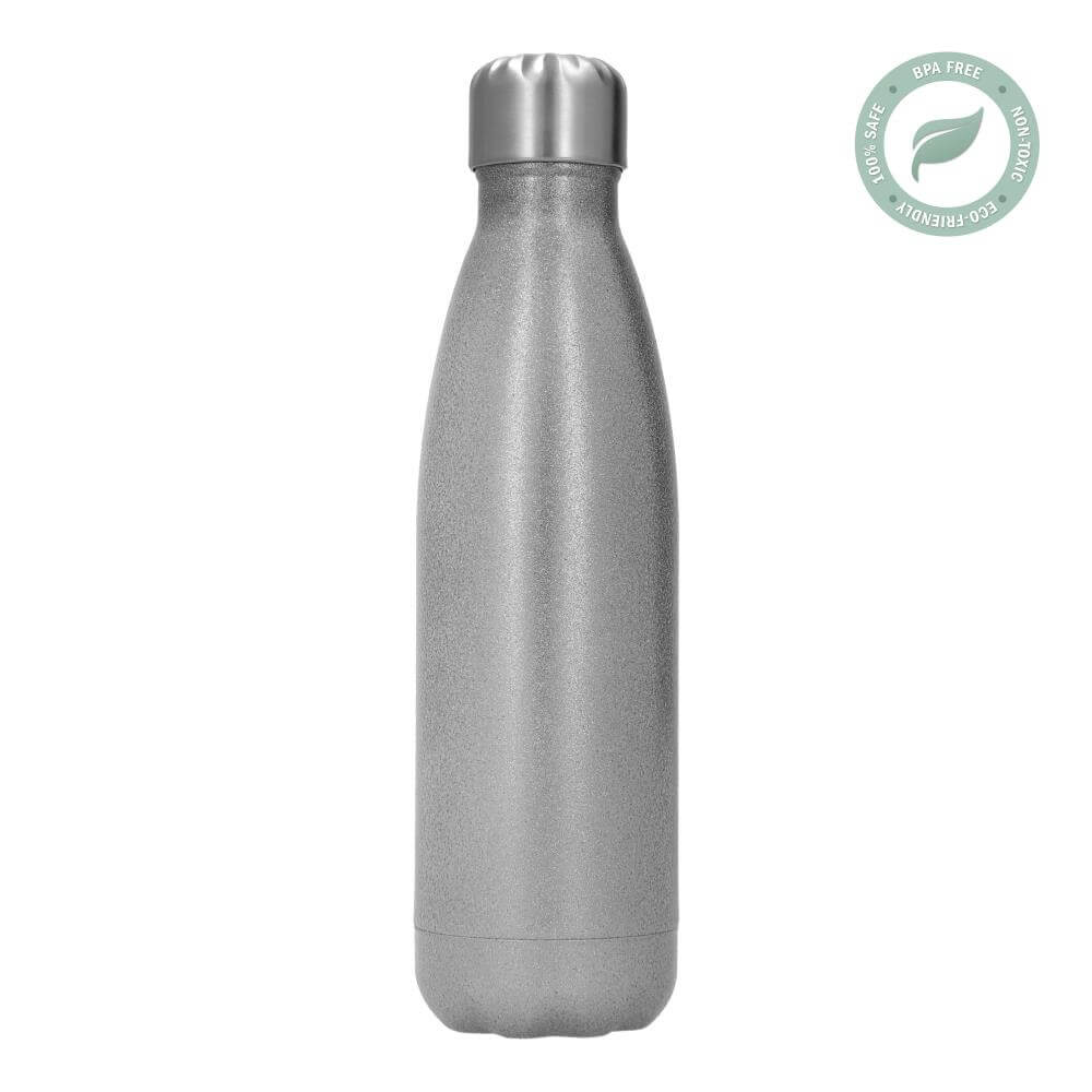 Stainless Steel Sublimation Thermos Bottle 500 ml / 17oz - Silver Glitter