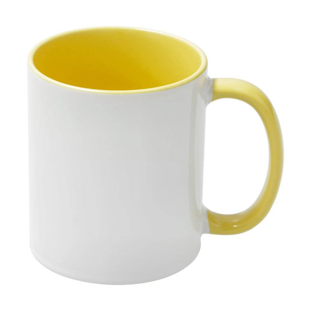 Sublimation Mug 11oz - inside & handle Yellow Front View