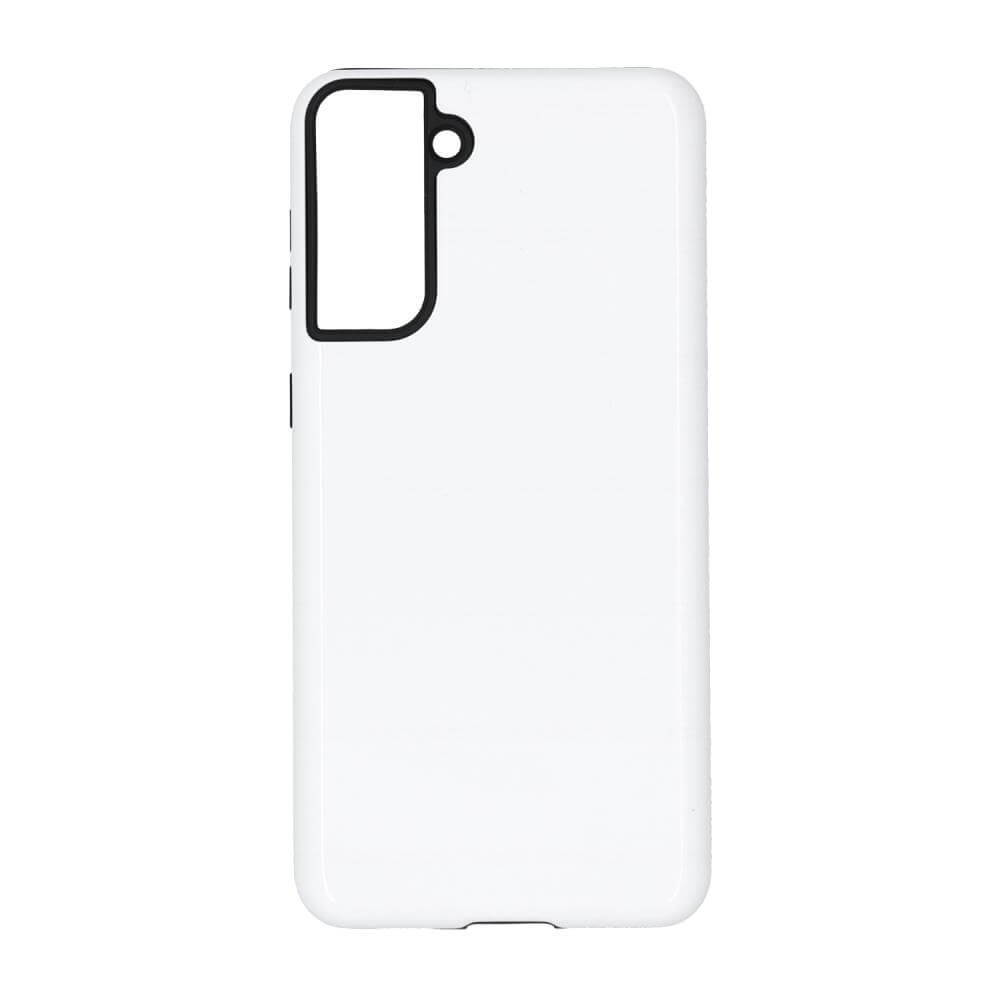 3D Samsung Galaxy S21+ Sublimation Tough Case - Gloss White Backside View