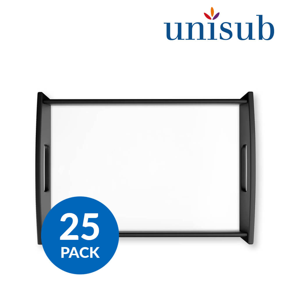 Unisub Small Espresso Black Sublimation Serving Tray with Hardboard Insert (25 pack)