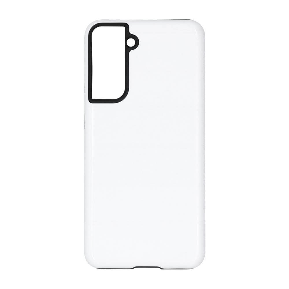 3D Samsung Galaxy S21 Sublimation Tough Case - Gloss White Backside View