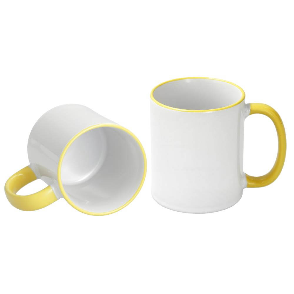 Sublimation Mug 11oz - Rim & handle Yellow