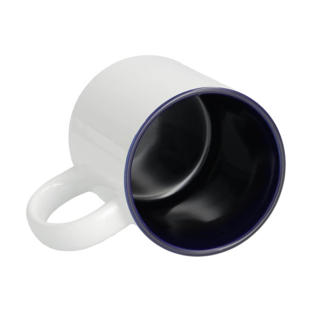 Sublimation Mug 11oz - inside Dark Blue & handle White Inside View