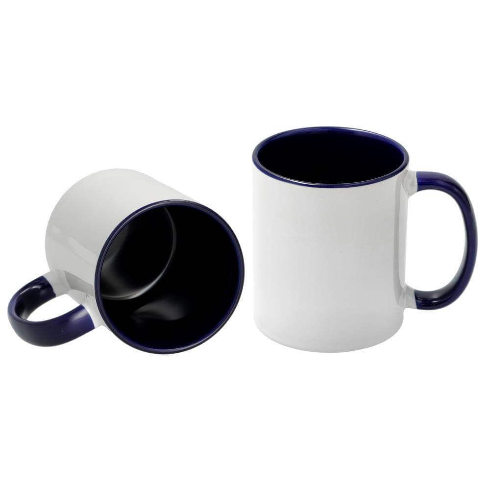 White Ceramic Sublimation Coffee Mug with Colored Inside/Handle - 11oz.