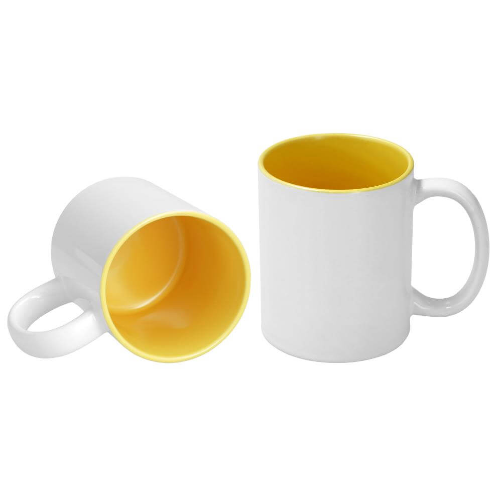 Sublimation Mug 11oz - inside Yellow & handle White
